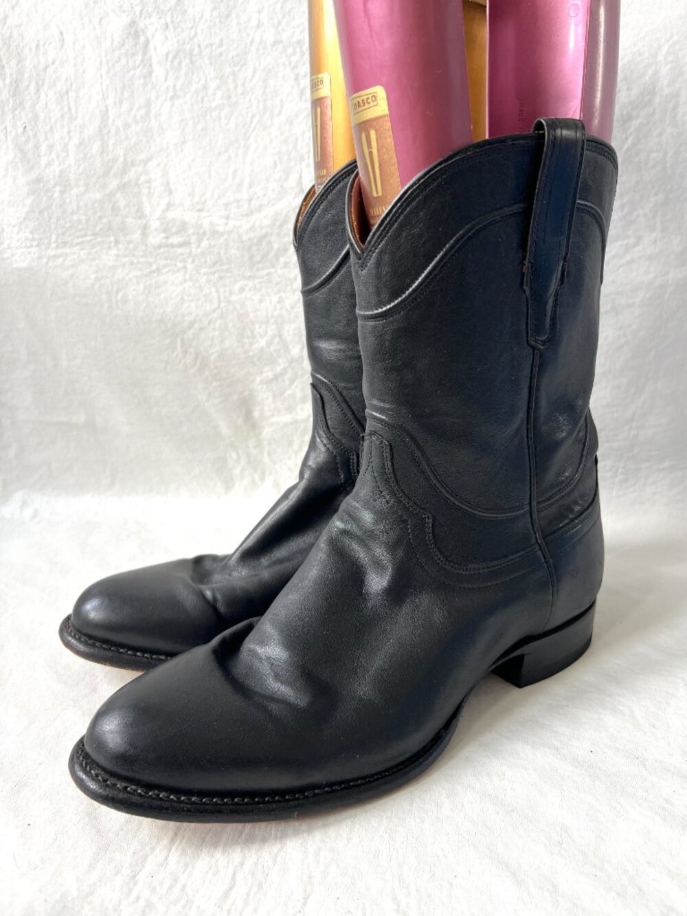 Tecovas boots Earl Roper midnight black leather pull on mens 11 EE wide western - Picture 3 of 13